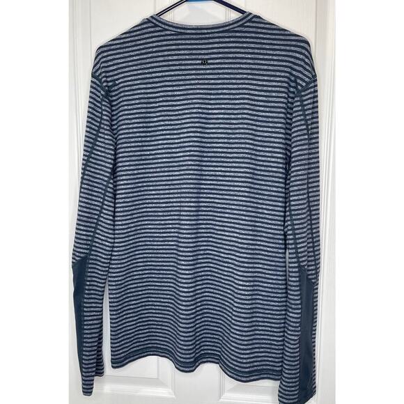 Lululemon Men’s Speed long sleeve stripe Heather black iris blue v-neck Large - Picture 5 of 8